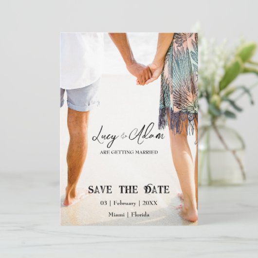 Tropische Bliss-Hochzeit speichern Sie das Datum Save The Date (Stehend Vorderseite)