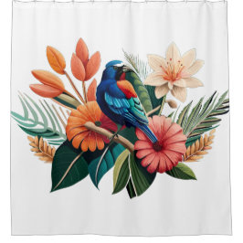 Tropische Bliss: Lebhafte Fusion von Flora und Fau Duschvorhang