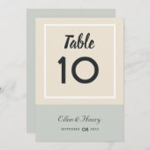 Tropische Blues & Grüntöne Beach Wedding Tischnumm Dankeskarte (Vorne/Hinten)