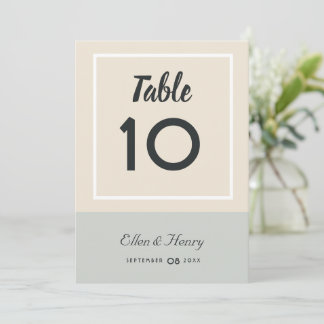 Tropische Blues & Grüntöne Beach Wedding Tischnumm Dankeskarte