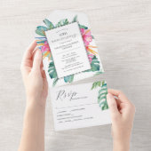 Tropische Blume 50. Hochzeitstag All In One Einladung (Abreißen)