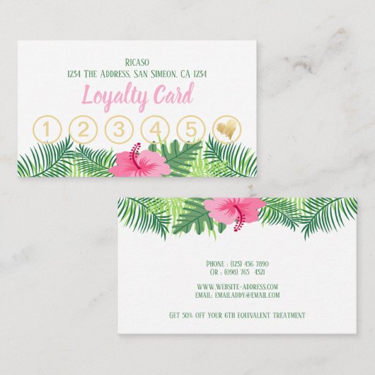 Tropische Blume 6. Ernennung Personalisiert Treuekarte (Vorne/Hinten)