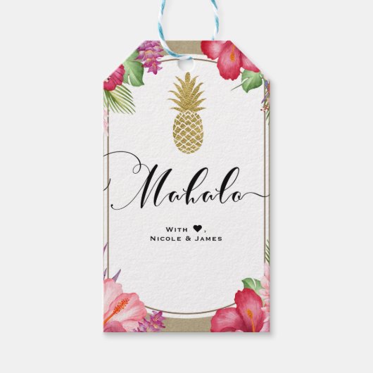 Tropische Blume Ananas Chic MAHALO ALOHA Geschenkanhänger (Vorderseite)