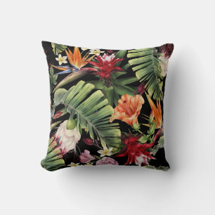 Tropische Blume: Aquarellfarbene, nahtlose Blumenf Kissen