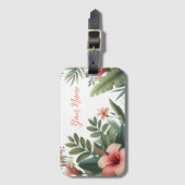 Tropische Blume aus Foliage und Korallenbäumen Gepäckanhänger (Vorderseite Vertikal)