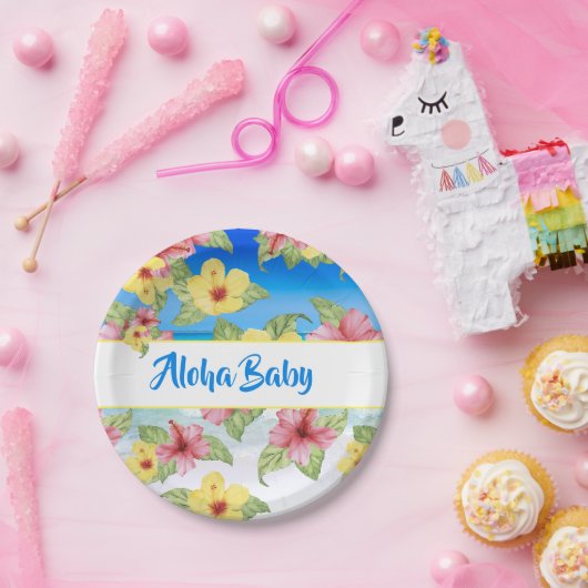Tropische Blume Baby Dusche Beach Aloha Pappteller (Party)