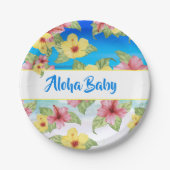 Tropische Blume Baby Dusche Beach Aloha Pappteller (Vorderseite)
