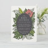 Tropische Blume Babydusche Einladung (Stehend Vorderseite)