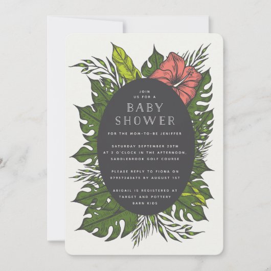 Tropische Blume Babydusche Einladung (Vorderseite)