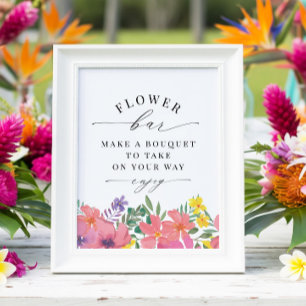 Tropische Blume Bar Dusche Gefallen Print Poster