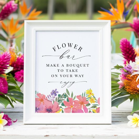 Tropische Blume Bar Dusche Gefallen Print Poster