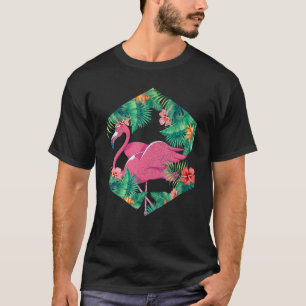 Tropische Blume Bird Floral Pink Flamingo T-Shirt