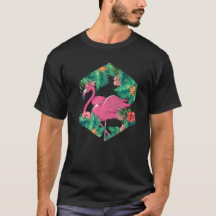 Tropische Blume Bird Floral Pink Flamingo T-Shirt