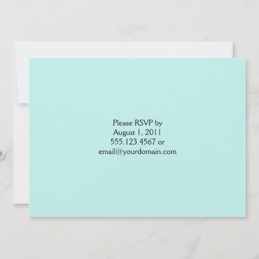 Tropische Blume Blassblauer Wirbel Post Hochzeit Einladung (Rückseite)