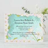 Tropische Blume Blassblauer Wirbel Post Hochzeit Einladung (Stehend Vorderseite)