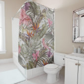 Tropische Blume, Blätter aus Palmen, Paradies  Duschvorhang (Beispiel)