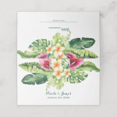 Tropische Blume Blätter Blumenchic Hochzeit Platzkarte (Außenseite Aufgefaltet)