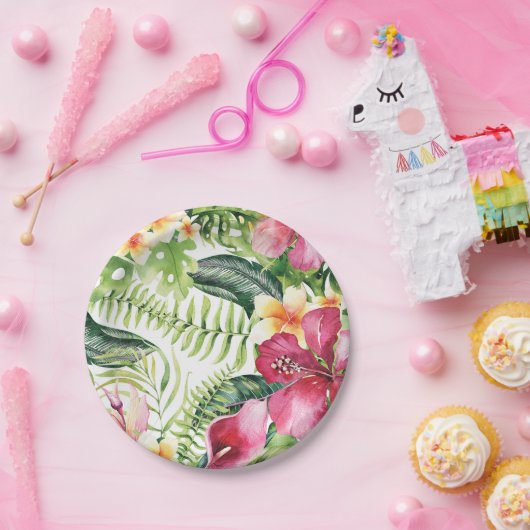 Tropische Blume Blätter Brautparty Party Pappteller (Party)