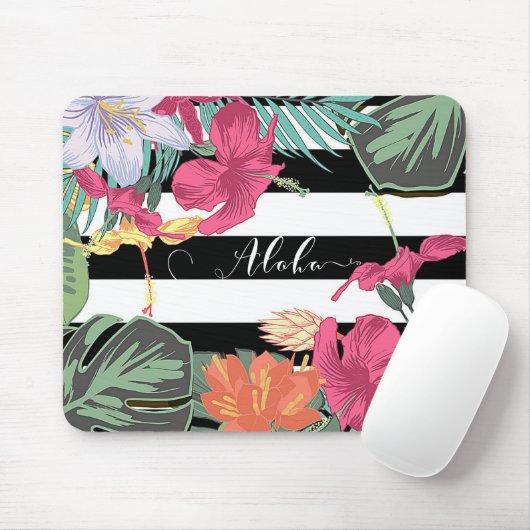 Tropische Blume Blätter Chic Botanical Mousepad (Mit Mouse)
