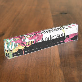 Tropische Blume Blätter Chic Botanical Namensplakette (Seite)