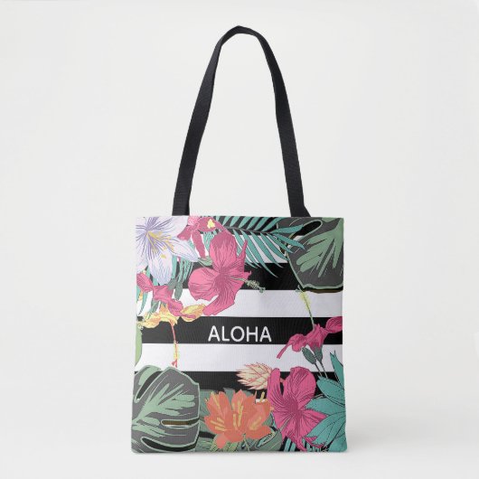 Tropische Blume Blätter Chic Botanical Tasche (Vorderseite)