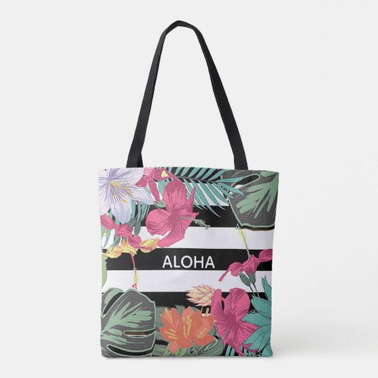 Tropische Blume Blätter Chic Botanical Tasche (Rückseite)