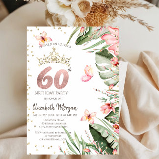 Tropische Blume Blätter Diamonds 60. Geburtstag Einladung