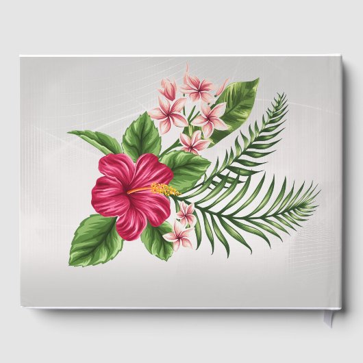 Tropische Blume & Blätter Hochzeitshaus Gästebuch (Rückseite)