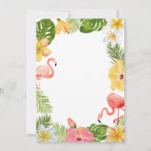 Tropische Blume Blätter Rosa Flamingos Einladung (Rückseite)