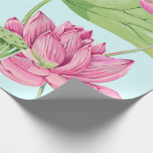 Tropische Blume, Blätter, Rosa Lotus, Geschenkpapier (Ecke)