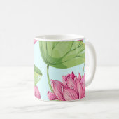 Tropische Blume, Blätter, Rosa Lotus, Kaffeetasse (VorderseiteRechts)