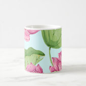 Tropische Blume, Blätter, Rosa Lotus, Kaffeetasse (Mittel)