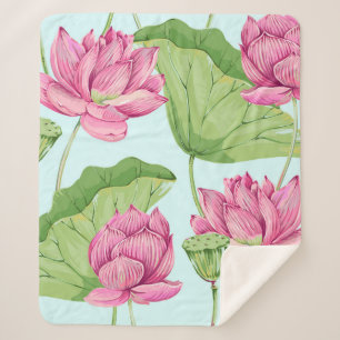 Tropische Blume, Blätter, Rosa Lotus, Sherpadecke