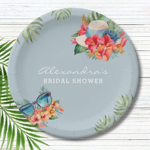 Tropische Blume Blue Beach Brautparty Pappteller