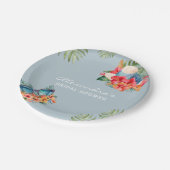 Tropische Blume Blue Beach Brautparty Pappteller (Schrägansicht)