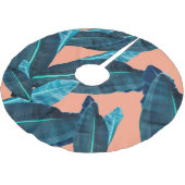 Tropische Blume, botanischer nahtloser Hintergrund Polyester Weihnachtsbaumdecke (Schrägansicht)