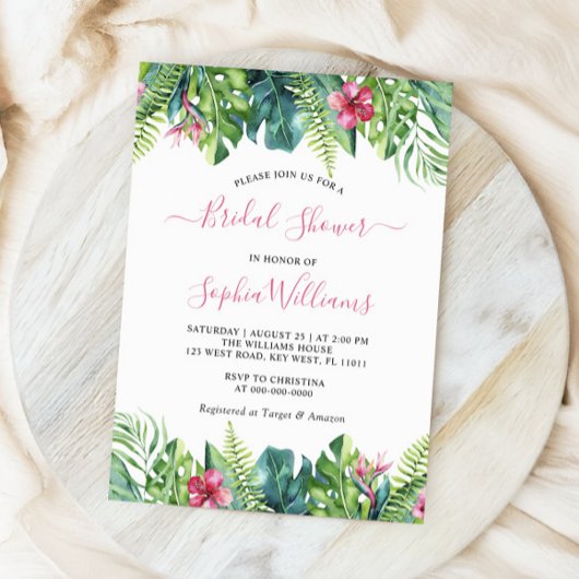 Tropische Blume Brautdusche Einladung
