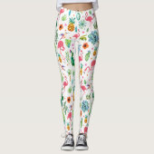 Tropische Blume Cactus & Flamingos Muster Leggings (Vorderseite)