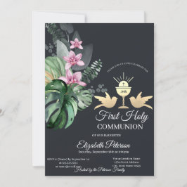 Tropische Blume Chalice Erste Heilige Kommune Einladung