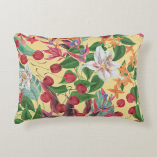 Tropische Blume Cherry: Aquarellfarbene Nahtlose S Dekokissen