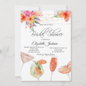 Tropische Blume Cocktails Brautparty Einladung (Vorderseite)