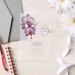 Tropische Blume der lila orchiden Blumenkaskade Pergament Einladungen
