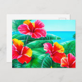 Tropische Blume des hawaiianischen Hibiskus Postkarte (Vorne/Hinten)