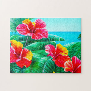Tropische Blume des hawaiianischen Hibiskus Puzzle