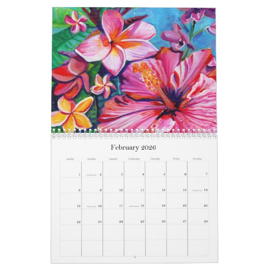 Tropische Blume des Kauai Hawaii-Kalenders Kalender (Feb 2026)