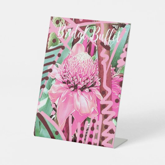 Tropische Blume des Lebens Hochzeit Bridal Buffet Sockelschild (Vorderseite)