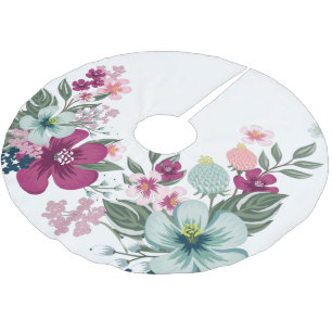 Tropische Blume des personalisierten Baumrindes au Polyester Weihnachtsbaumdecke