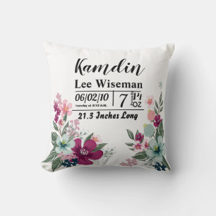 Tropische Blume des personalisierten Geburtskissen Kissen