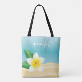 Tropische Blume des Weißen Frangipani mit Individu Tasche (Rückseite)