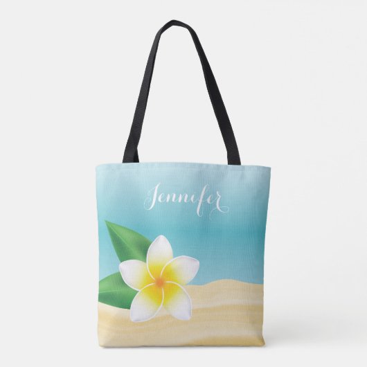 Tropische Blume des Weißen Frangipani mit Individu Tasche (Rückseite)